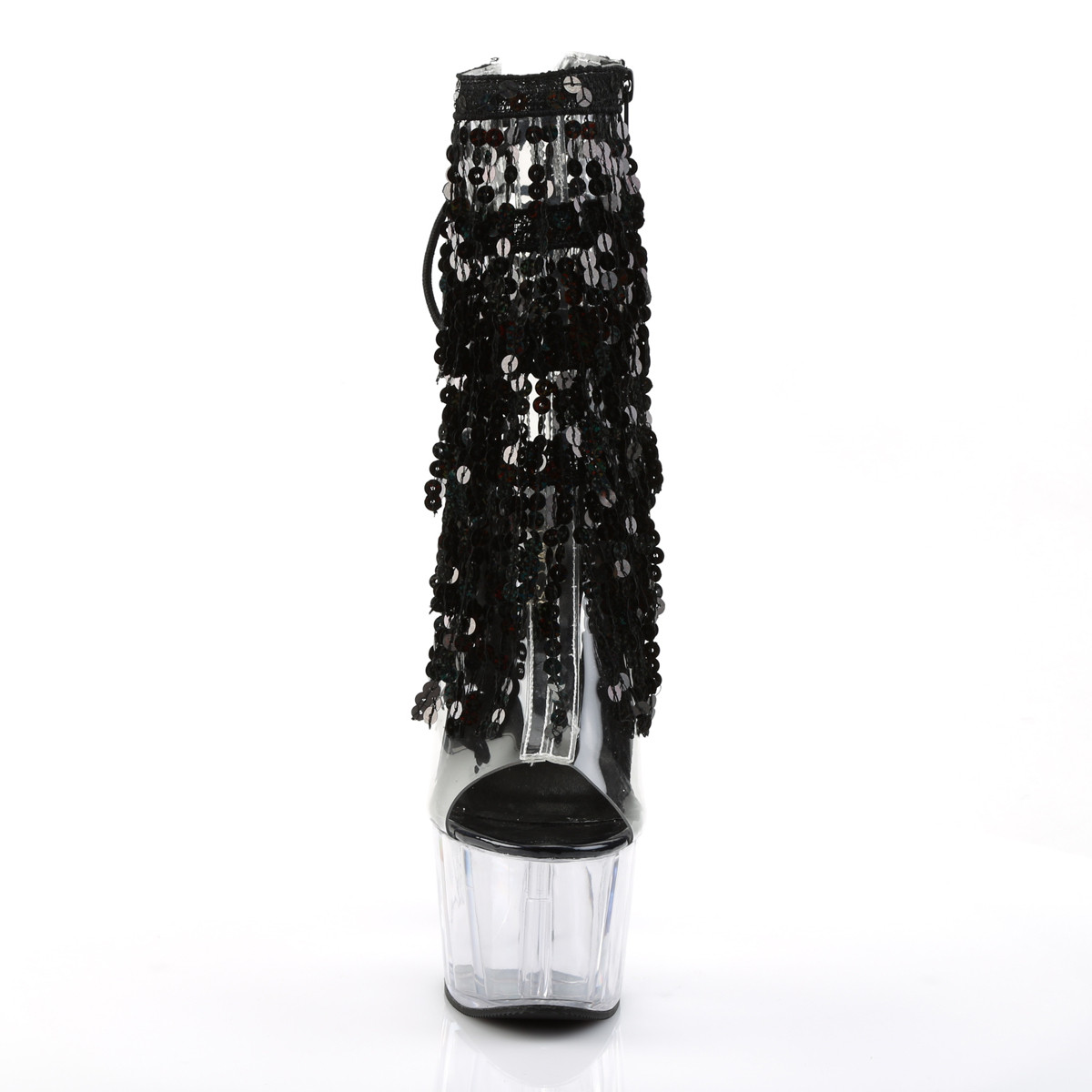 Pleaser Adore-1017SQF C-B/C - Clear High-Platform Peep Toe Boots