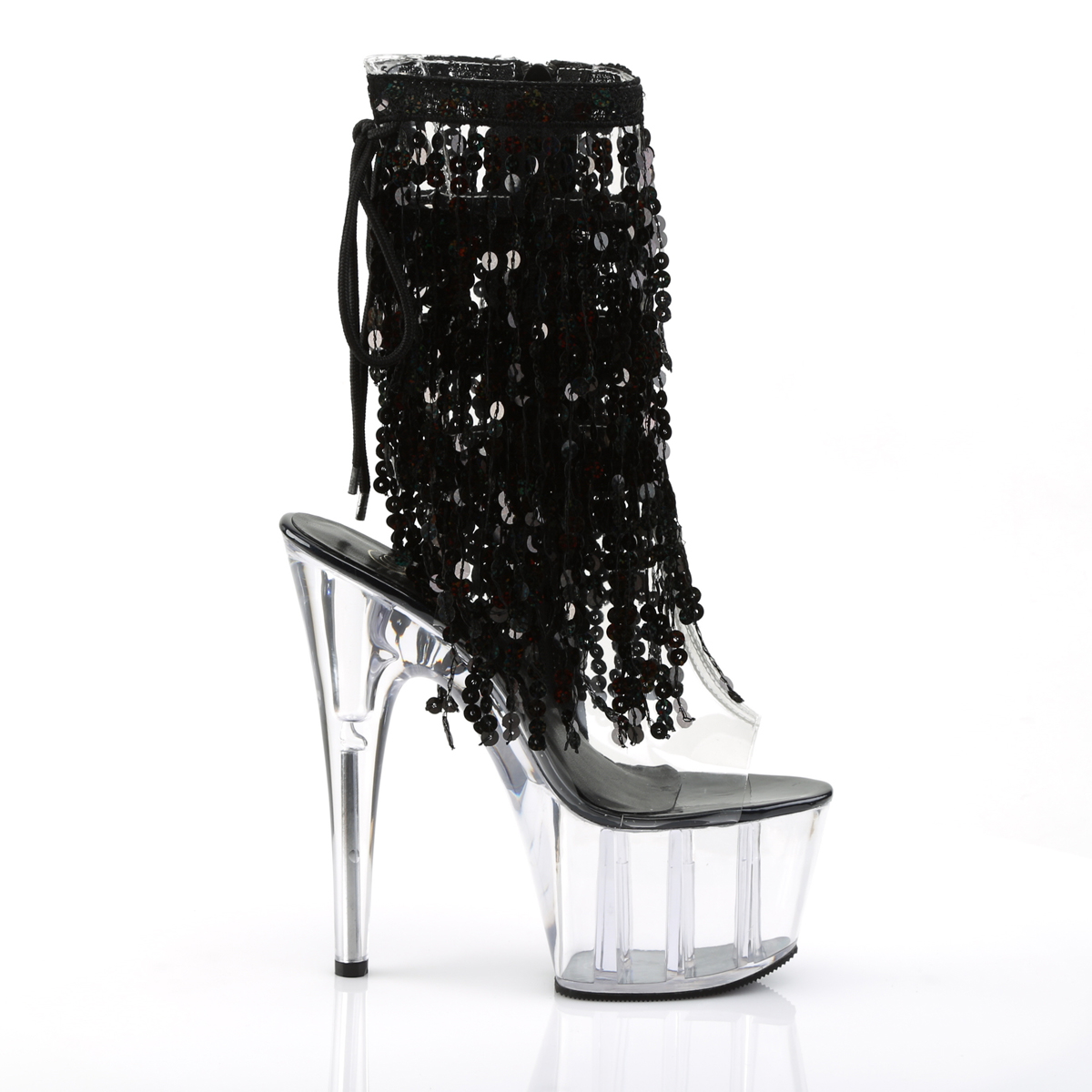 Pleaser Adore-1017SQF C-B/C - Clear High-Platform Peep Toe Boots