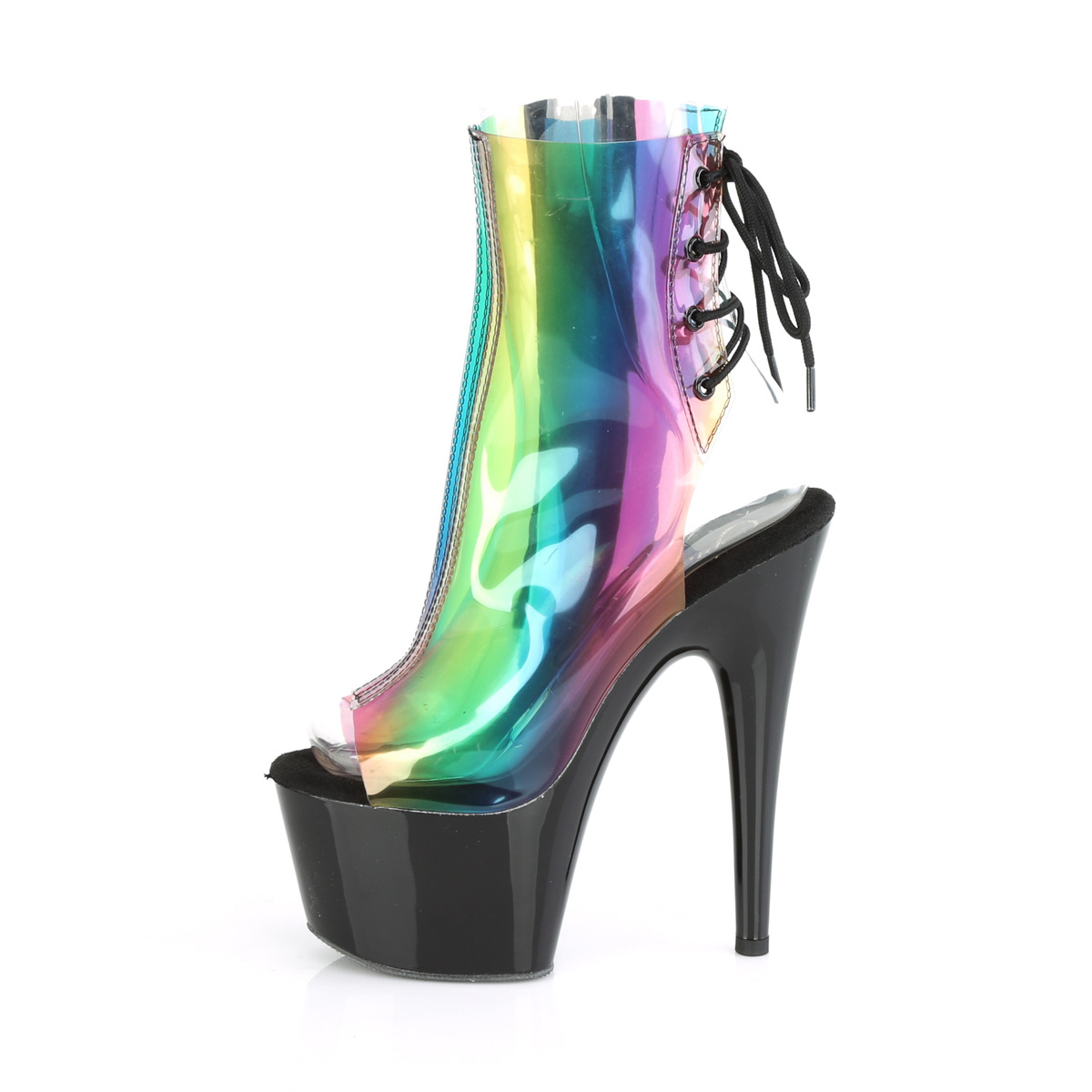 Pleaser Adore-1018C-RB RBOWC/B - Multicolour High-Platform Peep Toe Boots With Widened Calf