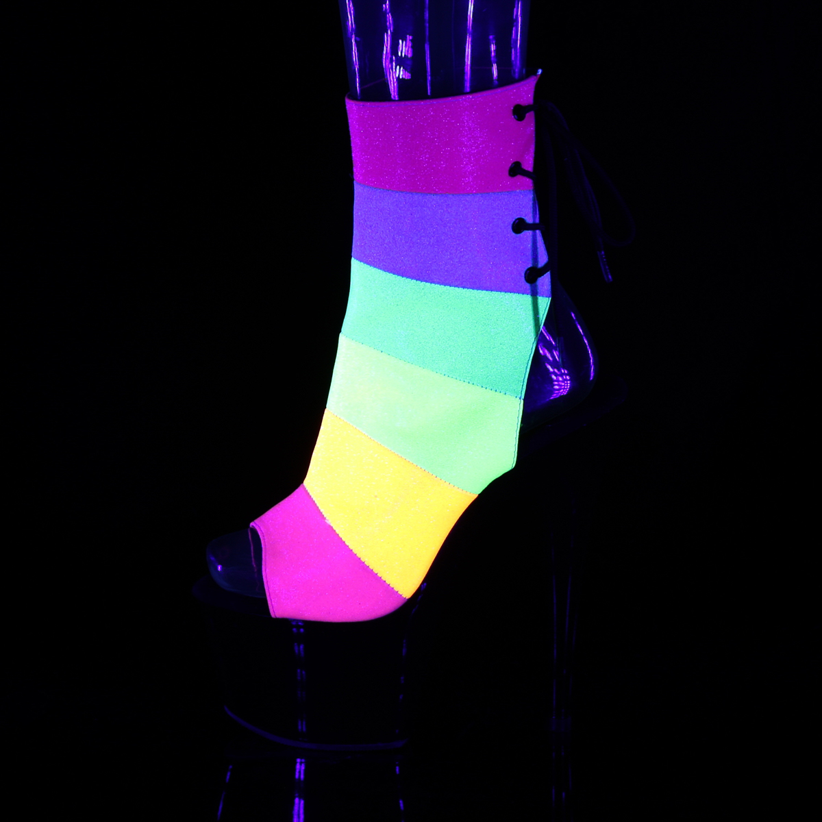 Pleaser Adore-1018RBG RBOWG/B - Multicolour High-Platform Peep Toe Boots