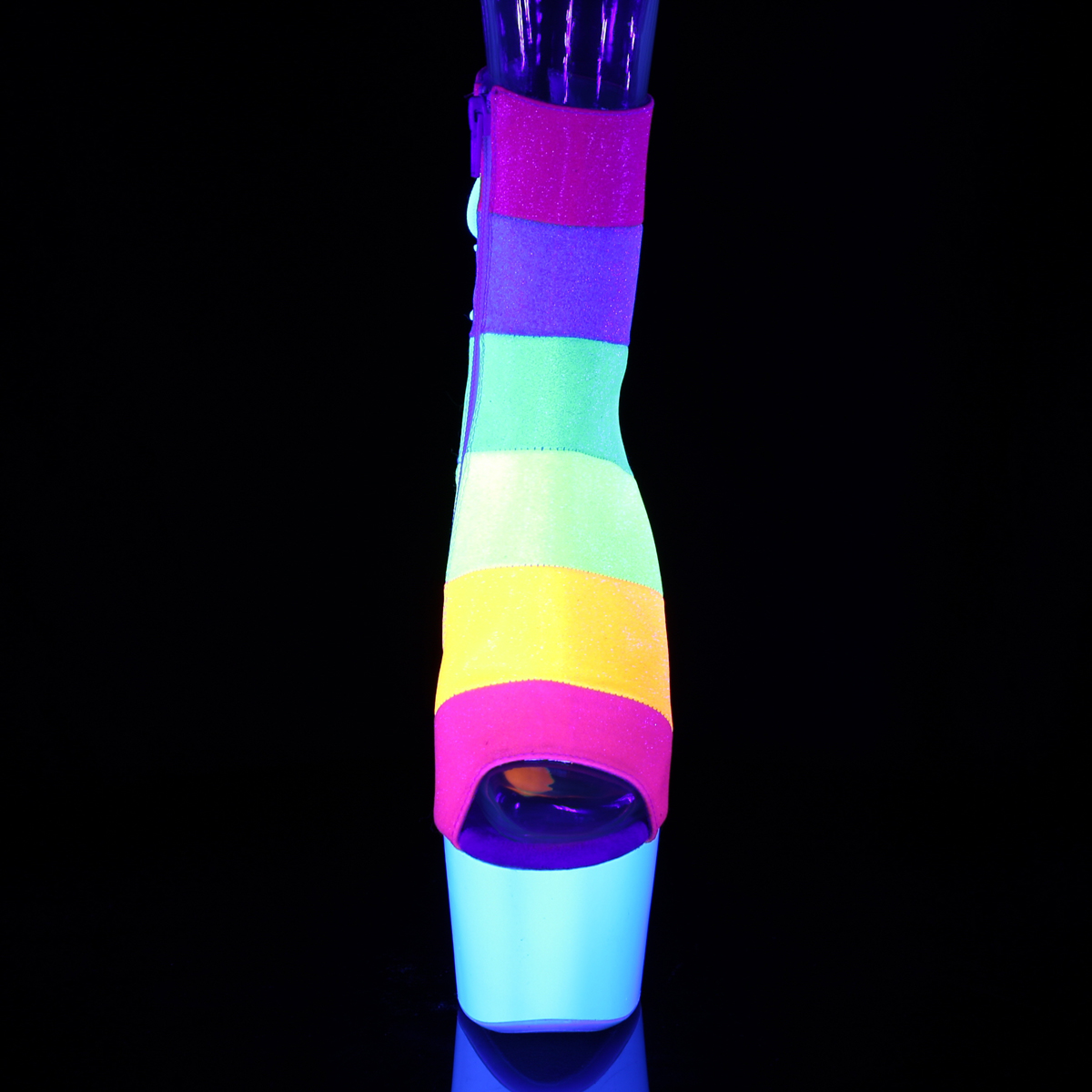 Pleaser Adore-1018RBG RBOWG/NW - Multicolour High-Platform Peep Toe Boots