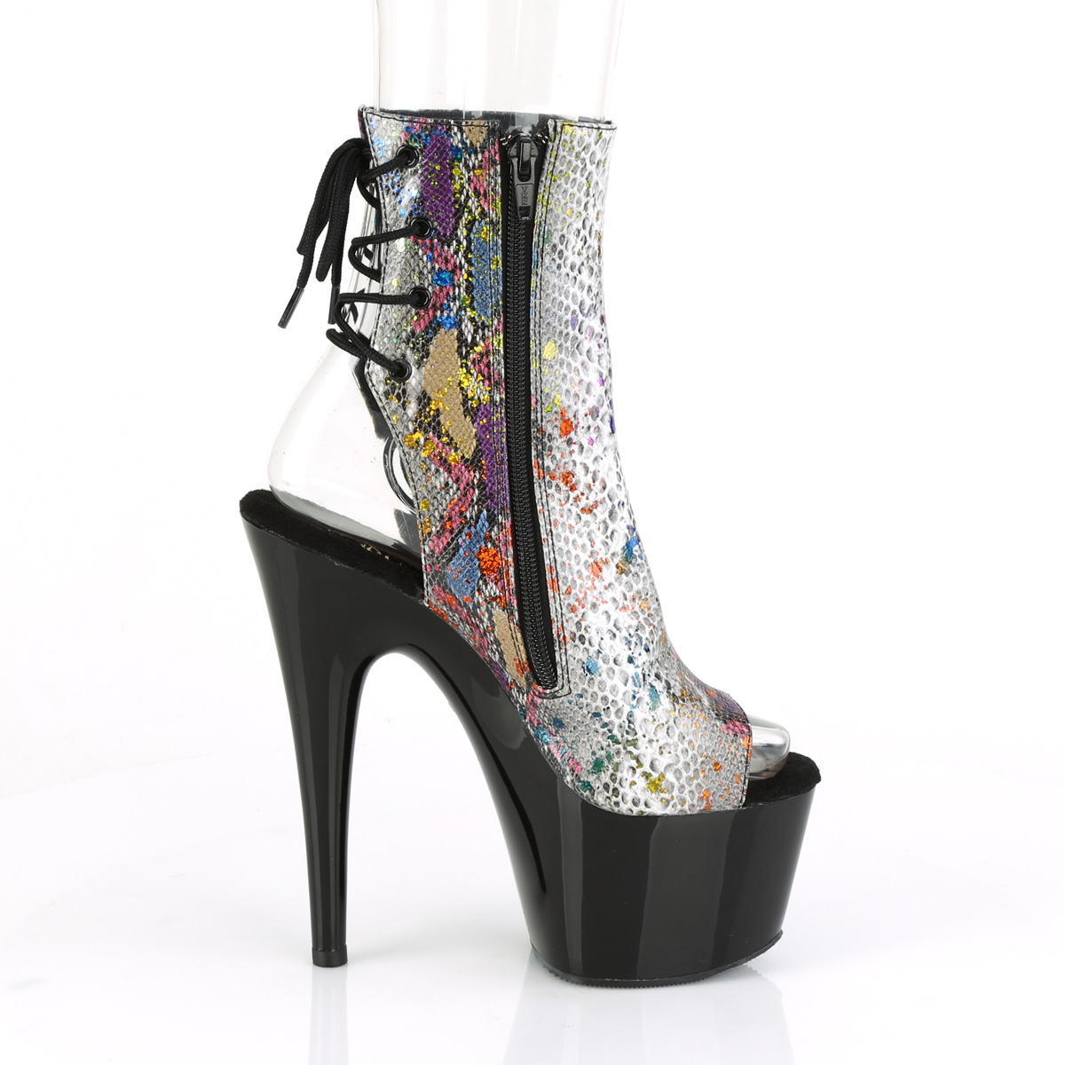 Pleaser Adore-1018SP MCSP/B - Animal Pattern High-Platform Peep Toe Boots