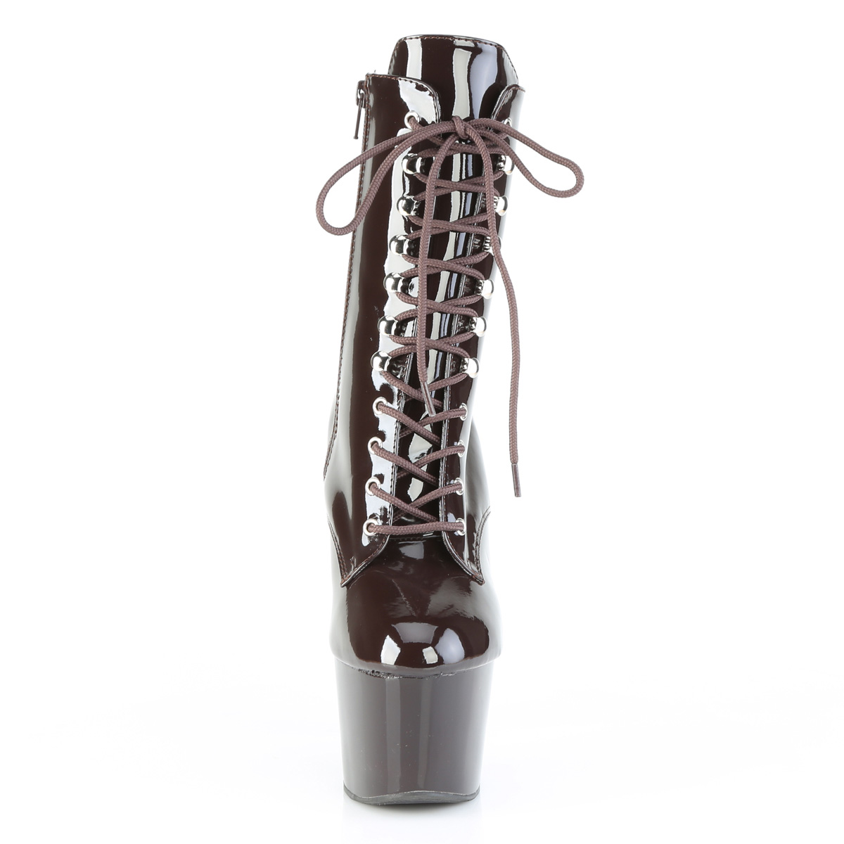 Pleaser Adore-1020 CF/M - Shiny Brown High-Platform Ankle Boots