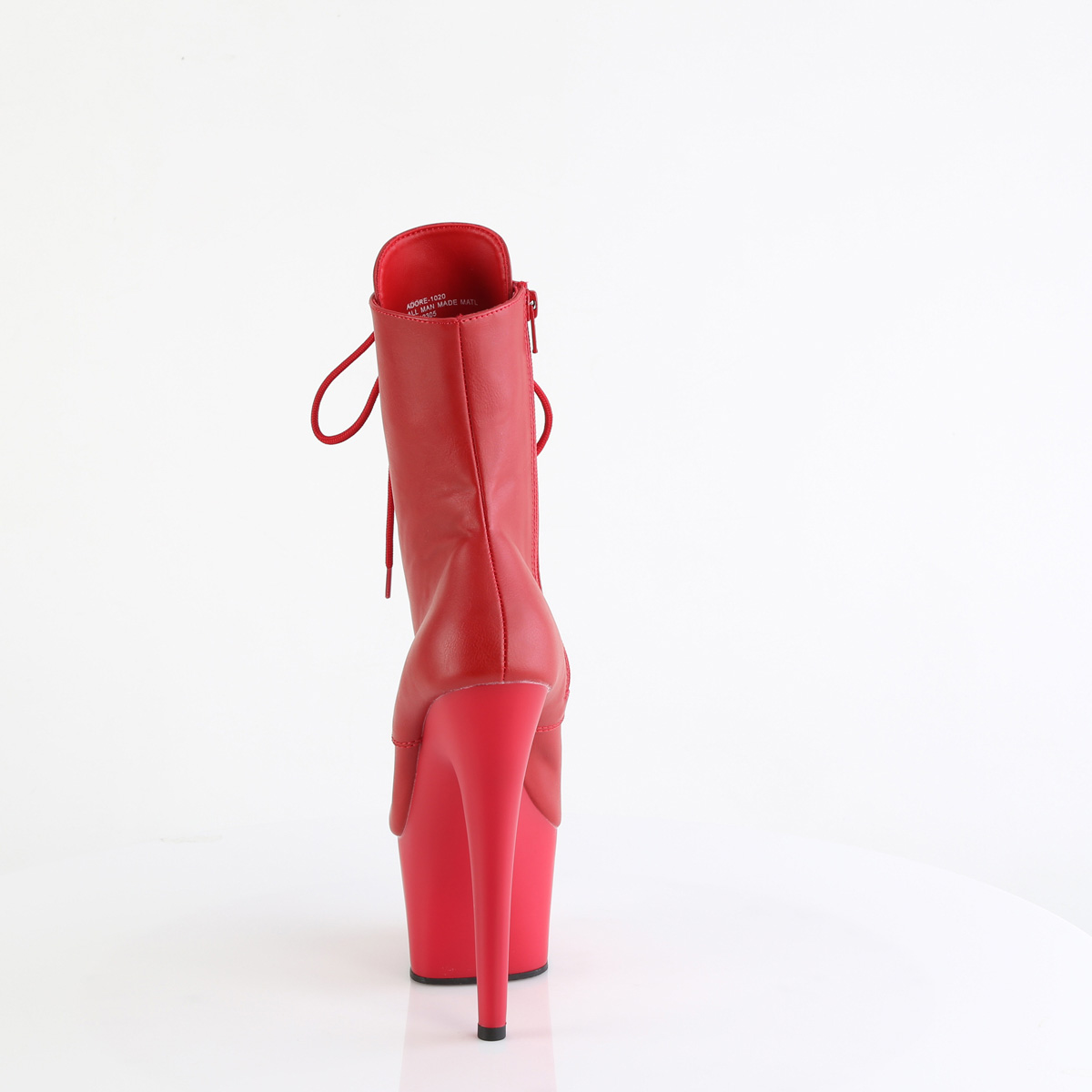 Pleaser Adore-1020 RPU/M - Red High-Platform Ankle Boots