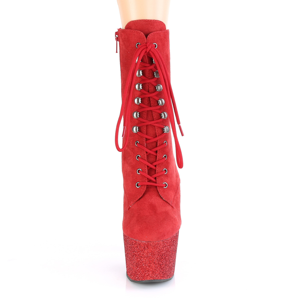 Pleaser Adore-1020FSMG RFS/RG - Red High-Platform Ankle Boots