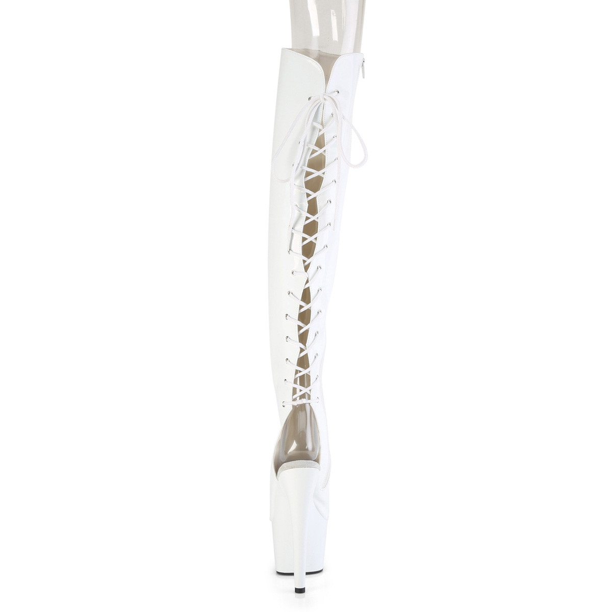 Pleaser Adore-3019HWR WHG/M - Shiny White High-Platform Peep Toe Boots
