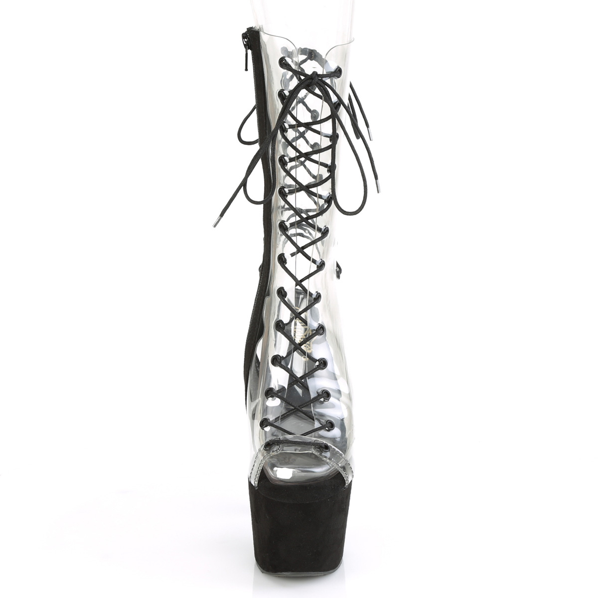 Pleaser Adore-700-60FS C/BFS - Clear High-Platform Peep Toe Boots