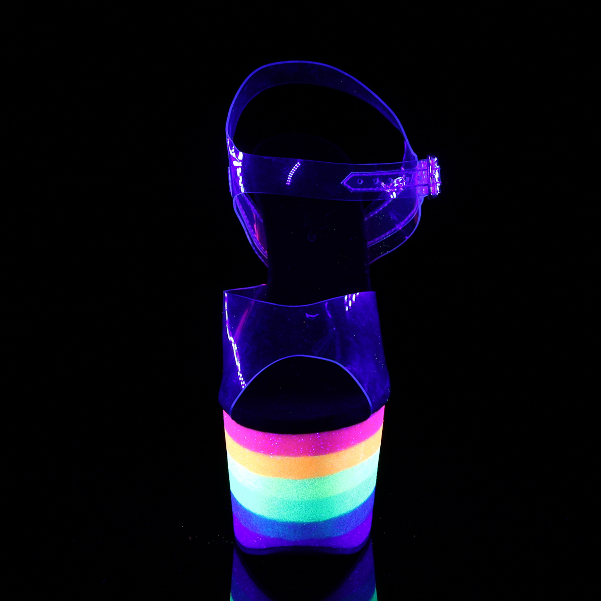 Pleaser Adore-708UVRB C/NRNOWG - Clear Uv Reactive High-Platform Sandals