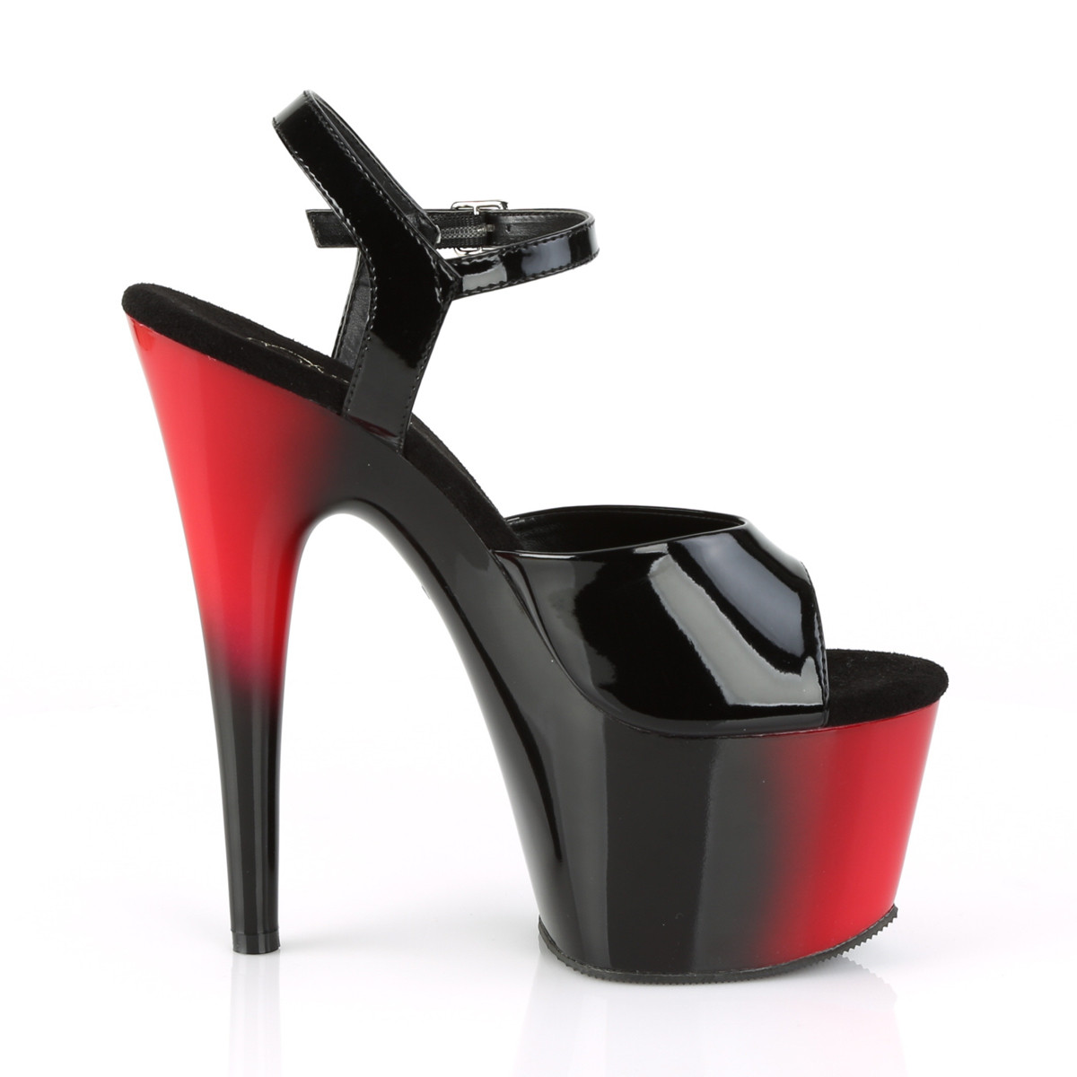 Pleaser Adore-709BR B/R-B - Shiny Black High-Platform Sandals