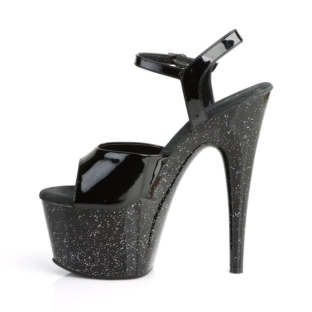 Pleaser Adore-709MG B/M - Shiny Black High-Platform Sandals