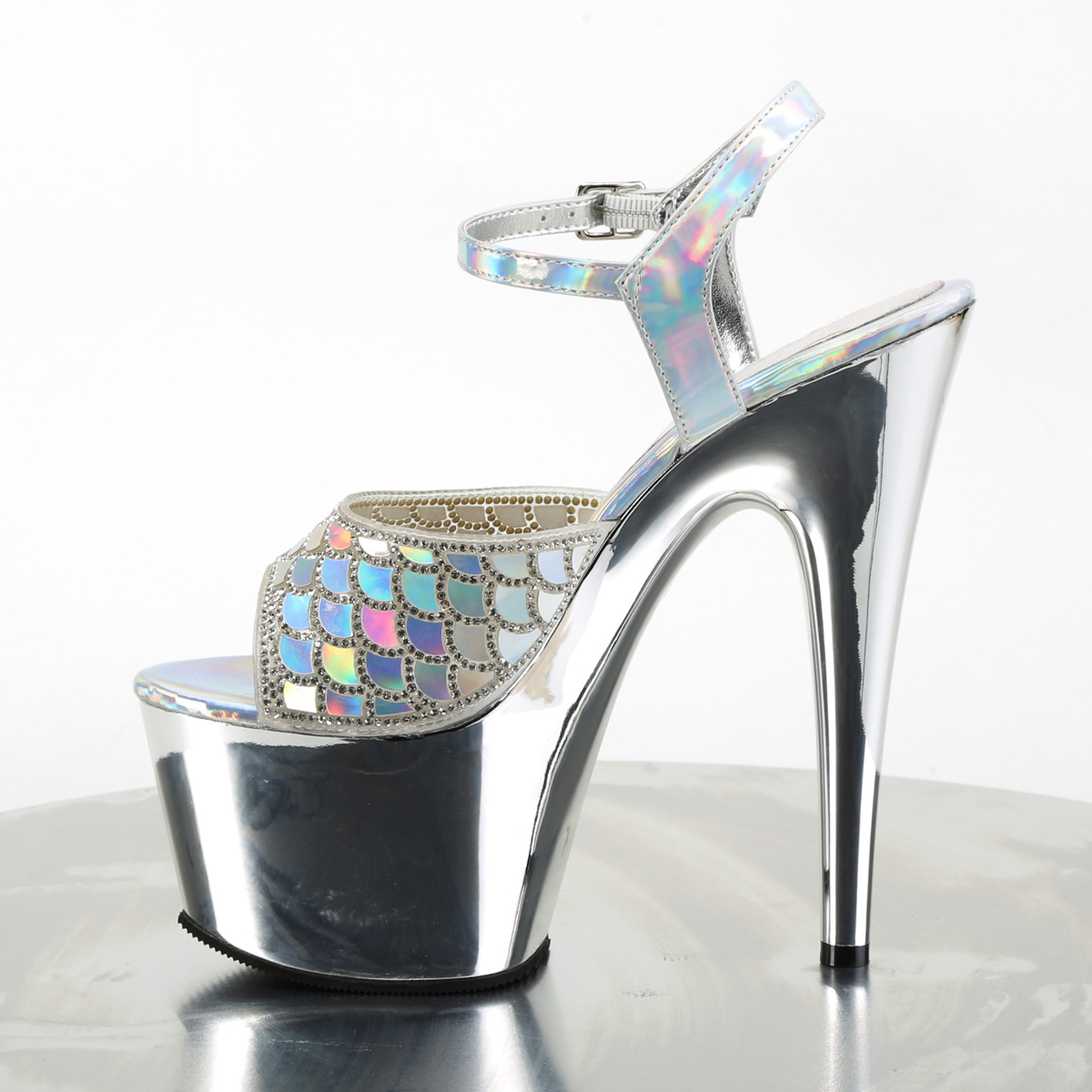 Pleaser Adore-709MMRS SHG/SCH - Silver High-Platform Sandals