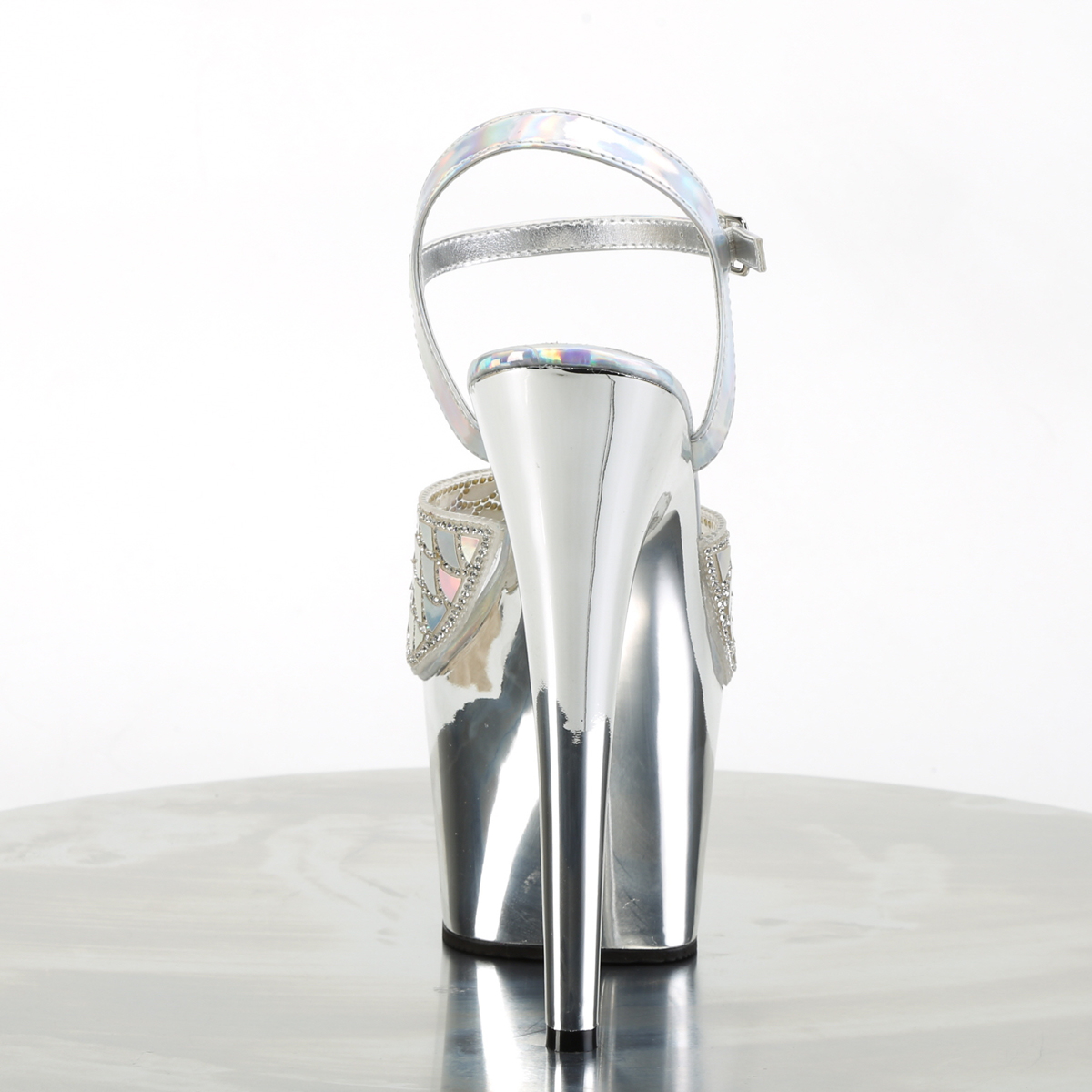Pleaser Adore-709MMRS SHG/SCH - Silver High-Platform Sandals