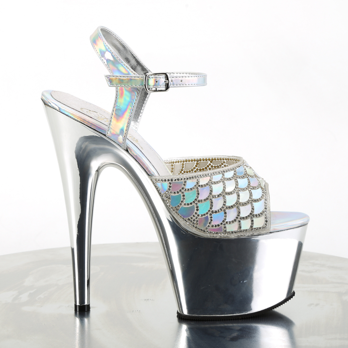 Pleaser Adore-709MMRS SHG/SCH - Silver High-Platform Sandals