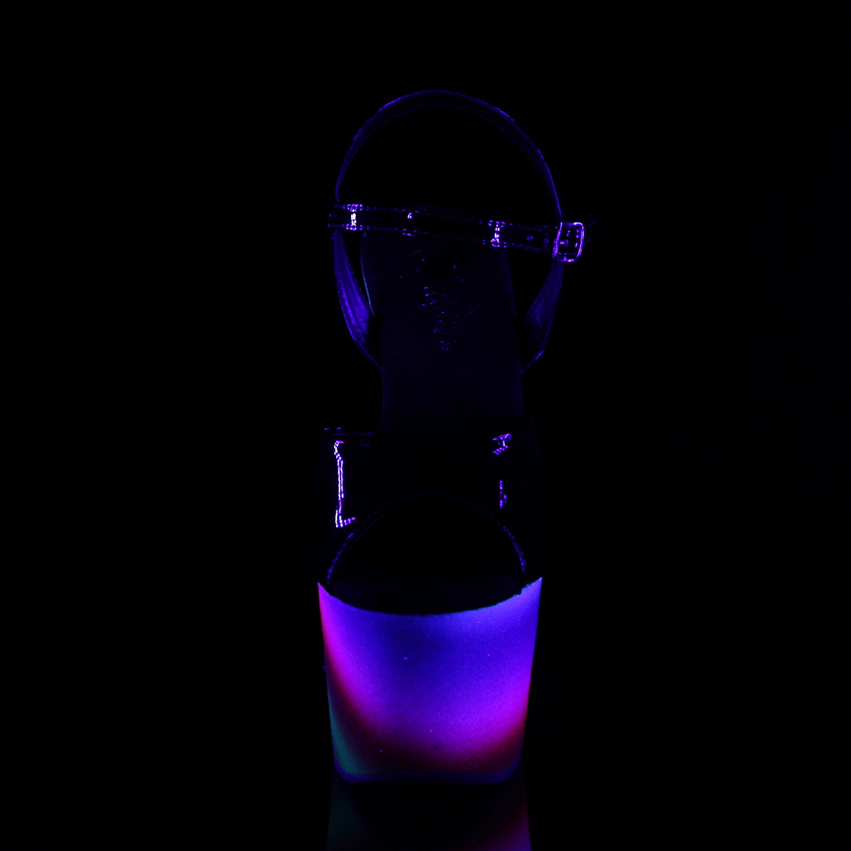 Pleaser Adore-709WR B/RBOWG - Shiny Black High-Platform Sandals