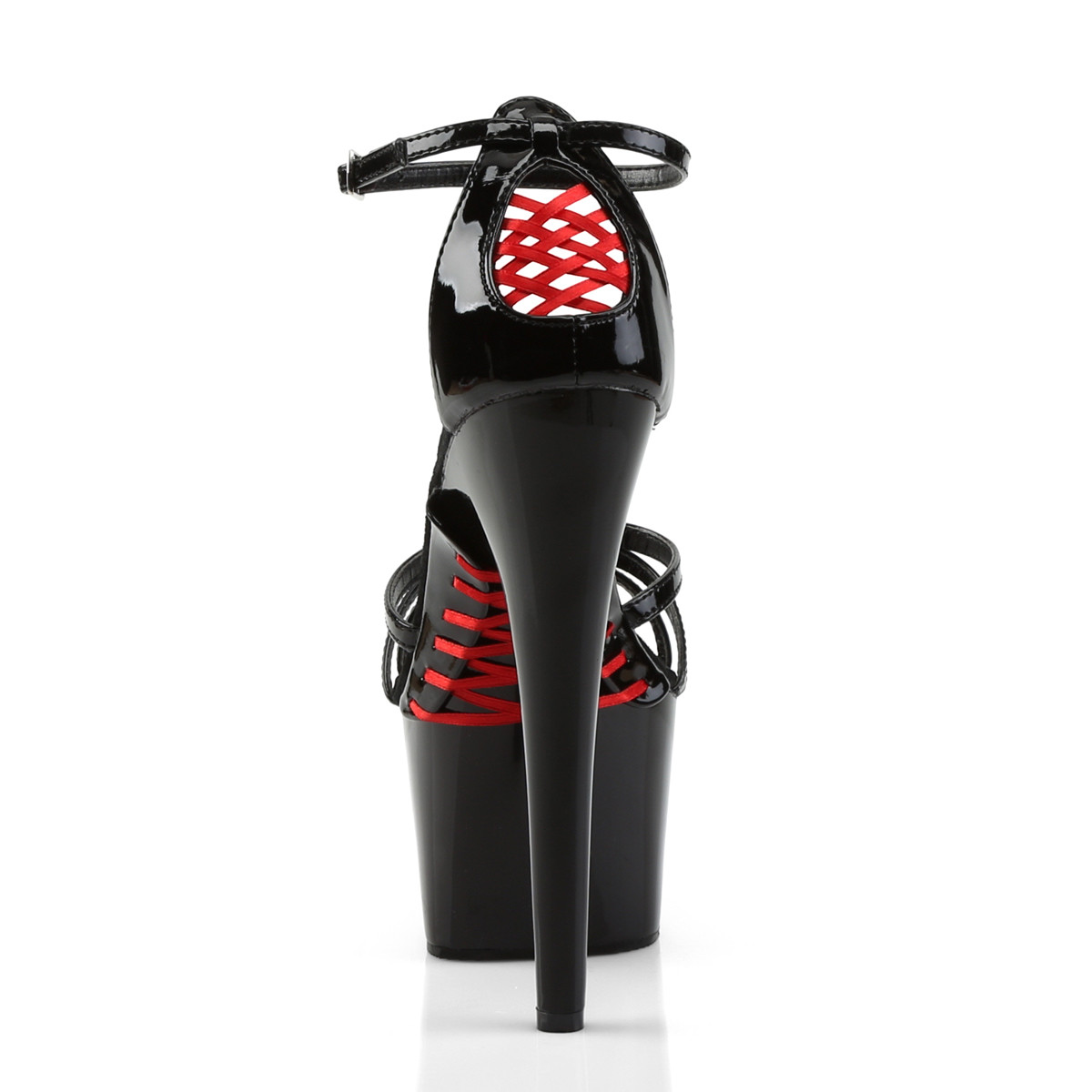 Pleaser Adore-762 B/M - Shiny Black High-Platform Ankle Strap Heels