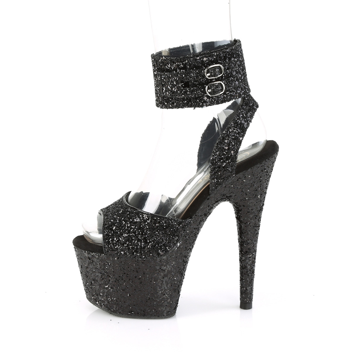 Pleaser Adore-791LG BG/M - Black High-Platform Ankle Strap Heels