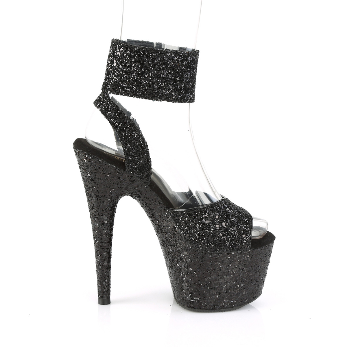 Pleaser Adore-791LG BG/M - Black High-Platform Ankle Strap Heels