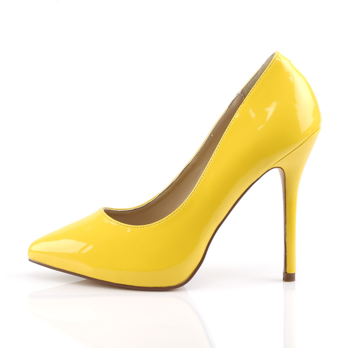 Pleaser Amuse-20 NYL - Shiny Yellow High-Heel Stilettos