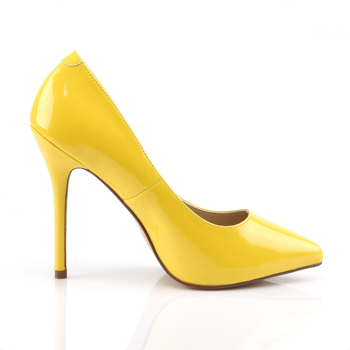 Pleaser Amuse-20 NYL - Shiny Yellow High-Heel Stilettos