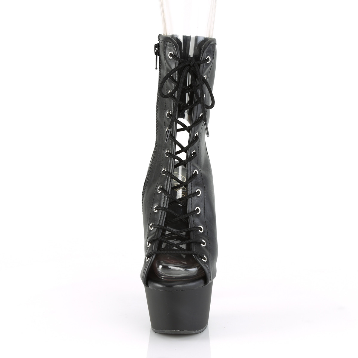Pleaser Aspire-1016 BPU/M - Black Platform High-Heel Peep Toe Boots