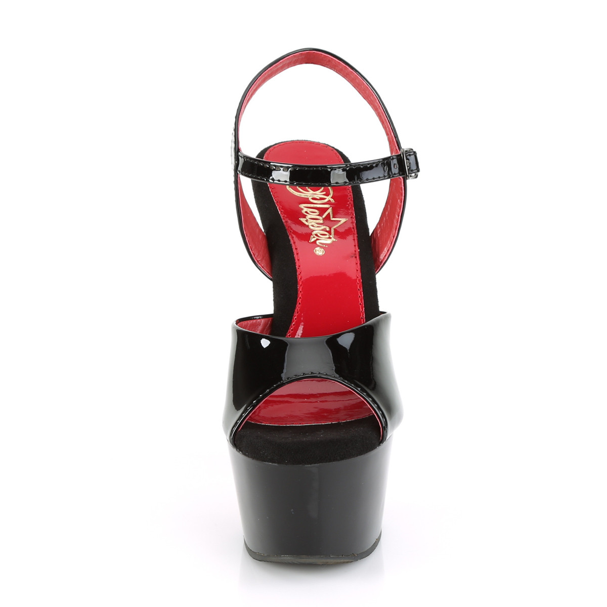 Pleaser Aspire-609TT B/B-RCH - Shiny Black Platform High-Heel Sandals