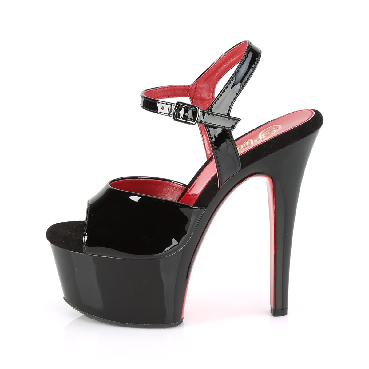 Pleaser Aspire-609TT B/B-RCH - Shiny Black Platform High-Heel Sandals