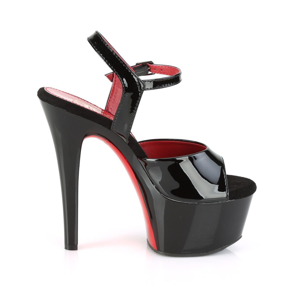 Pleaser Aspire-609TT B/B-RCH - Shiny Black Platform High-Heel Sandals