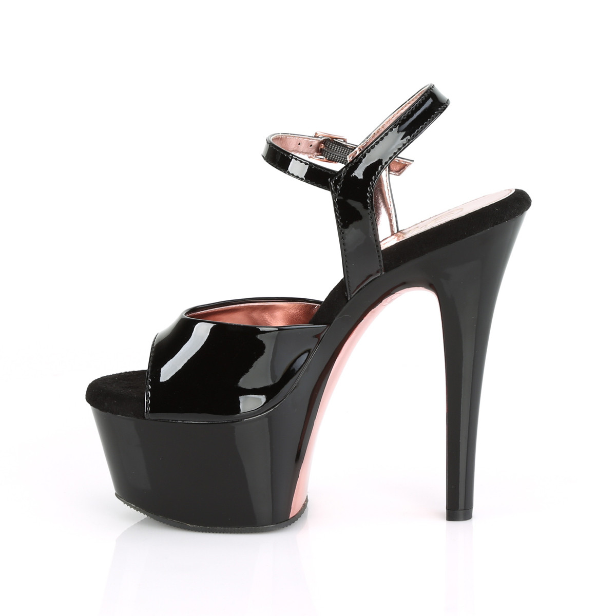 Pleaser Aspire-609TT B/B-ROGCH - Shiny Black Platform High-Heel Sandals