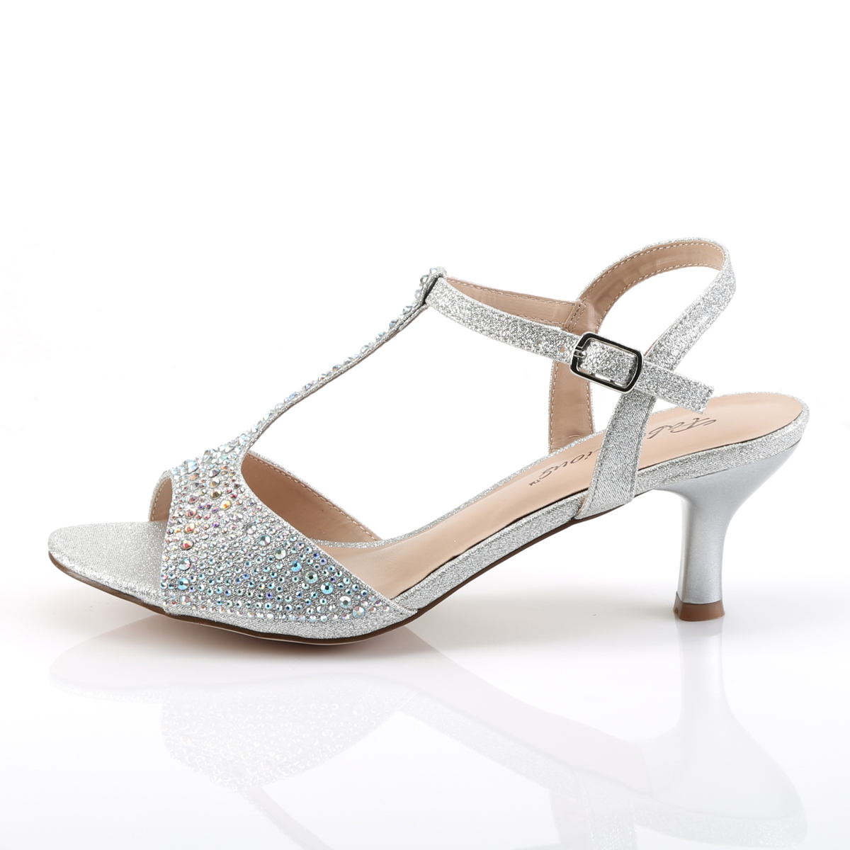 Fabulicious Audrey-05 SFA - Silver Heeled Single Sole Sandals