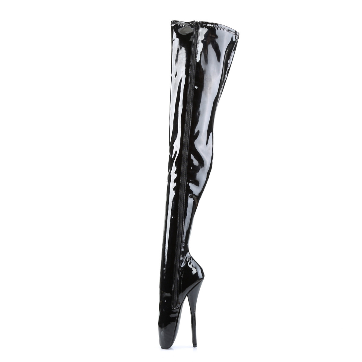 Devious Ballet-3000 B - Shiny Black High-Heel Ballet Heels