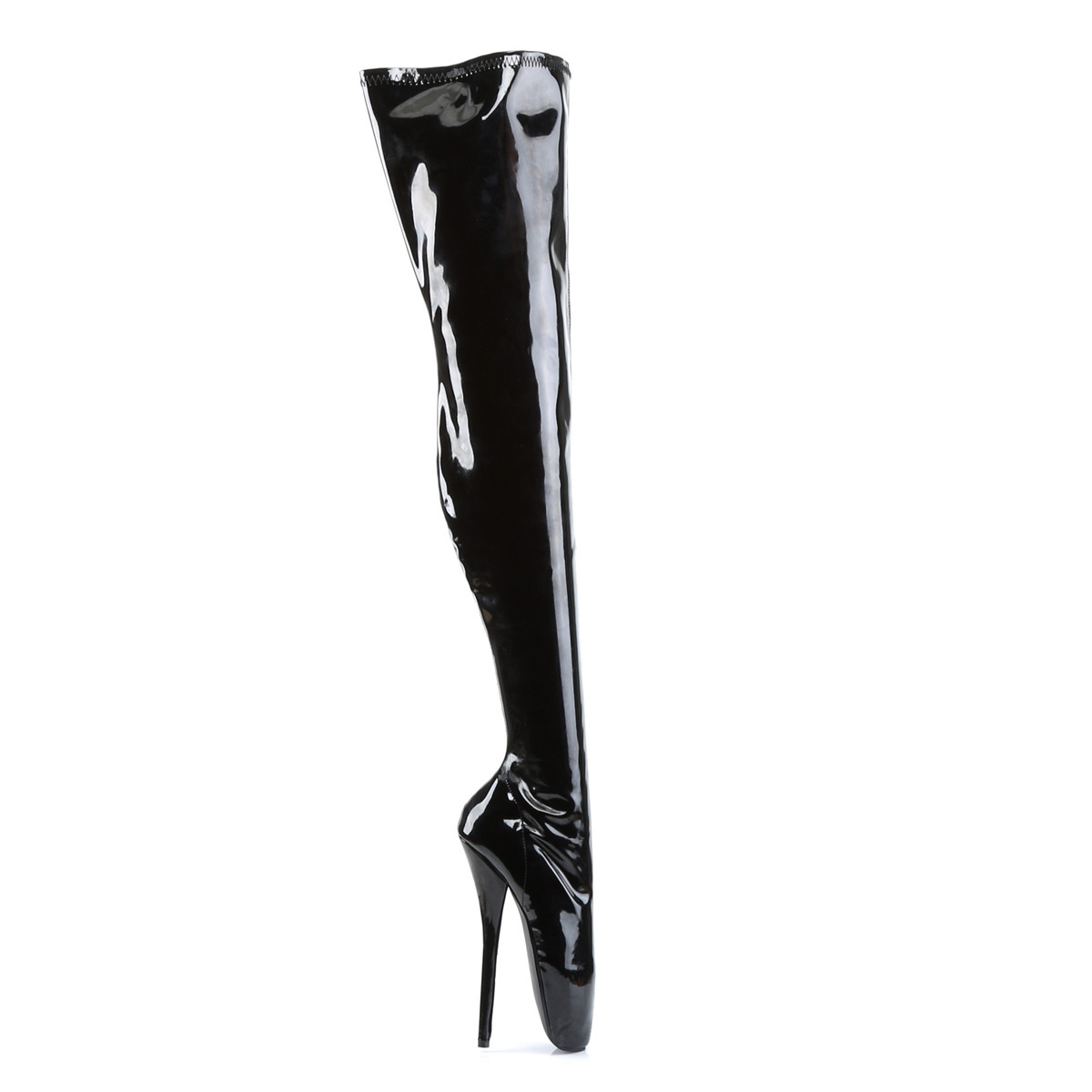 Devious Ballet-3000 B - Shiny Black High-Heel Ballet Heels