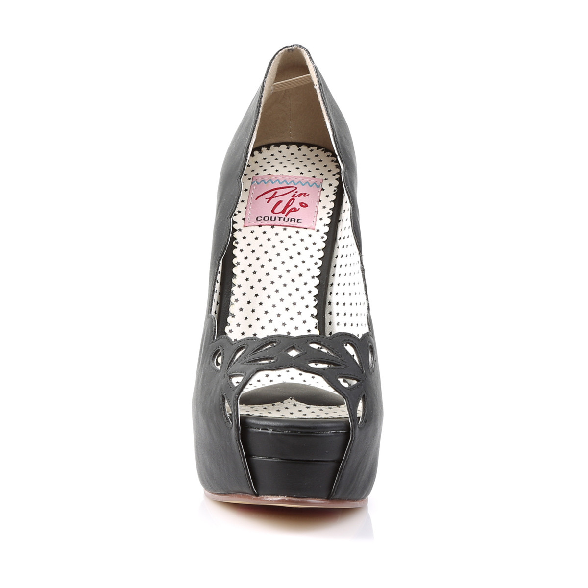 Pin Up Couture Bella-30 BPU - Black Platform High-Heel Peep Toe Heels