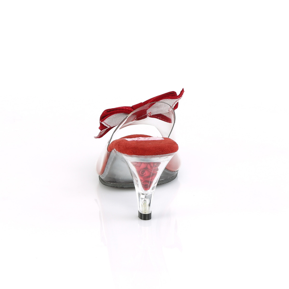 Pin Up Couture Belle-301BOW C-R/C - Clear Heeled Single Sole Slides