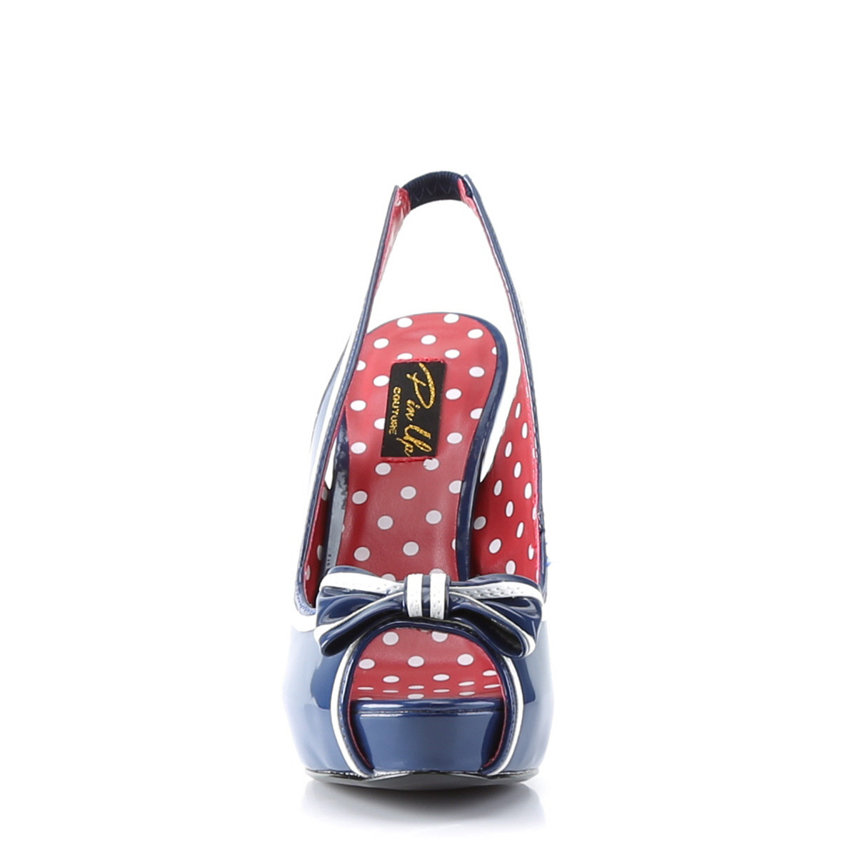Pin Up Couture Bettie-05 NBPT - Shiny Blue Peep Toe And Sling Back Heels