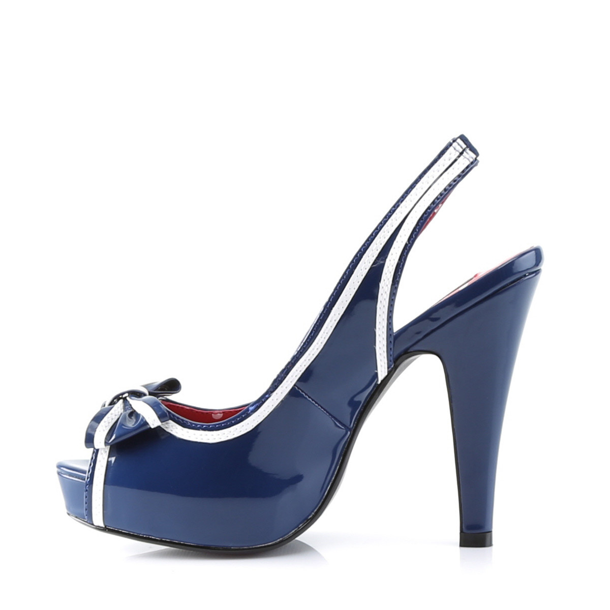 Pin Up Couture Bettie-05 NBPT - Shiny Blue Peep Toe And Sling Back Heels