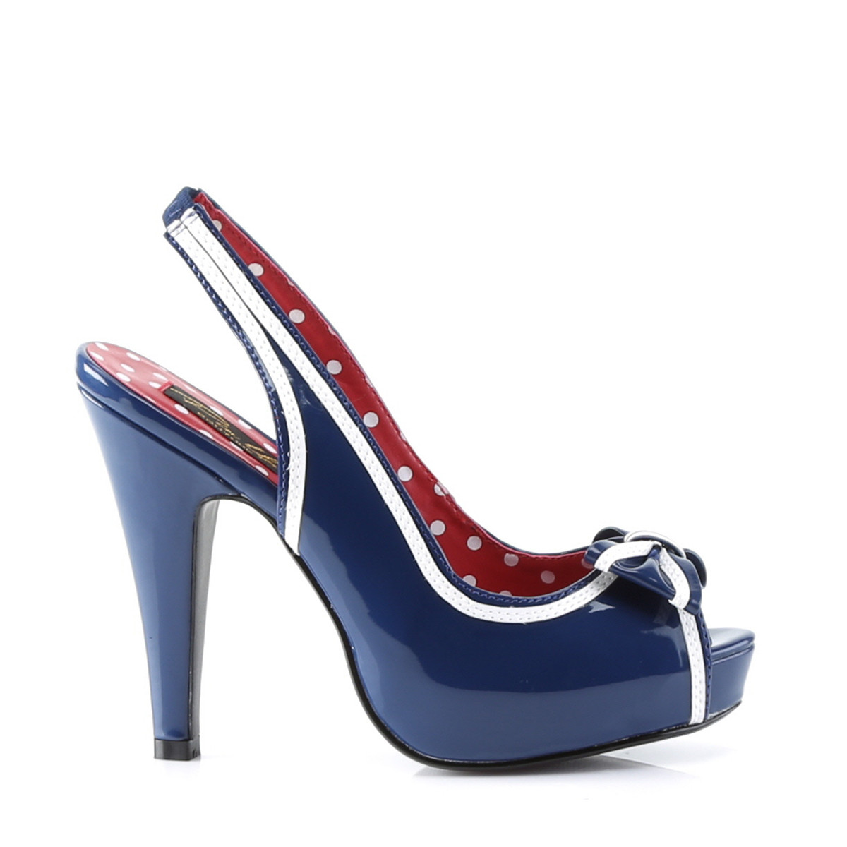 Pin Up Couture Bettie-05 NBPT - Shiny Blue Peep Toe And Sling Back Heels