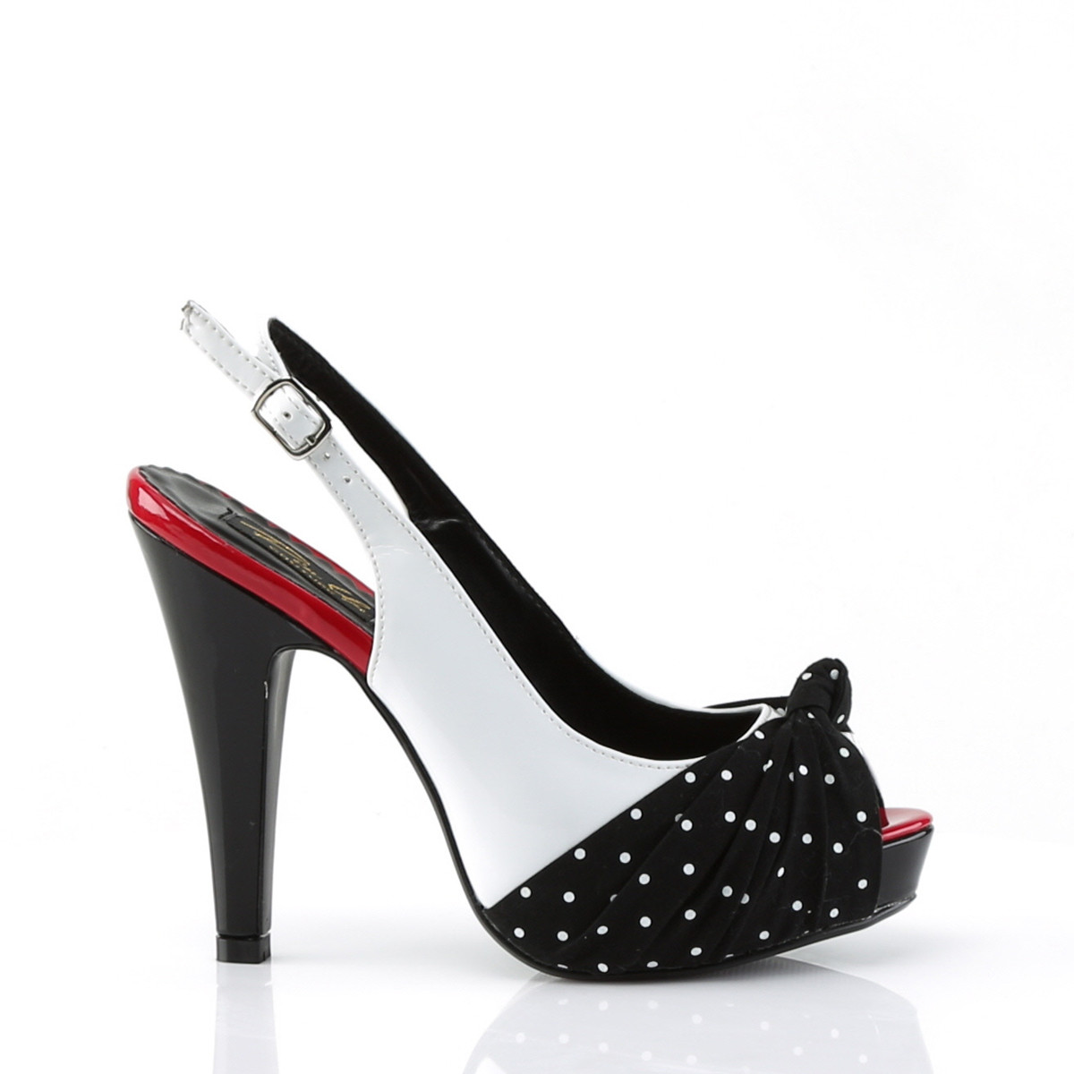 Pin Up Couture Bettie-09 W-BF - Shiny White Peep Toe And Sling Back Heels