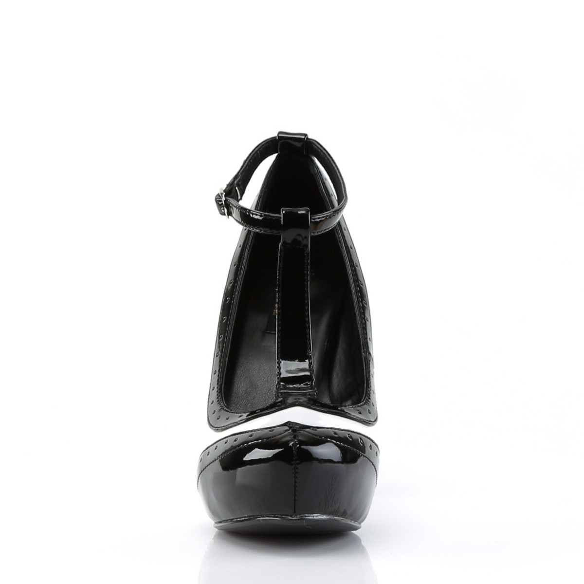 Pin Up Couture Bettie-22 BWPT - Shiny Black Pumps With Straps