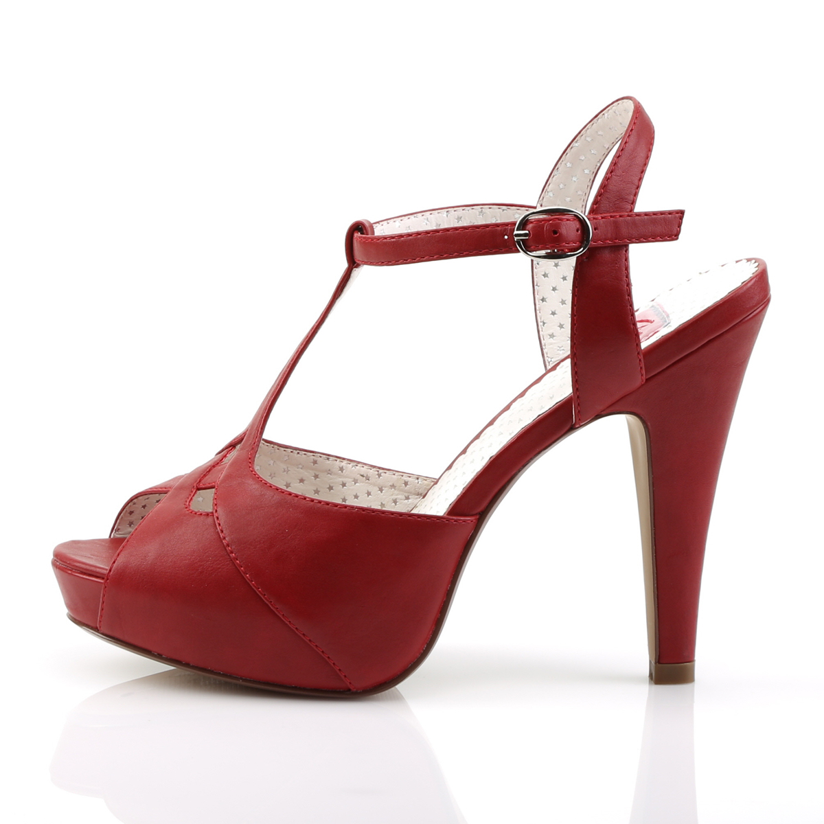 Pin Up Couture Bettie-23 RPU - Red Heeled Sandals