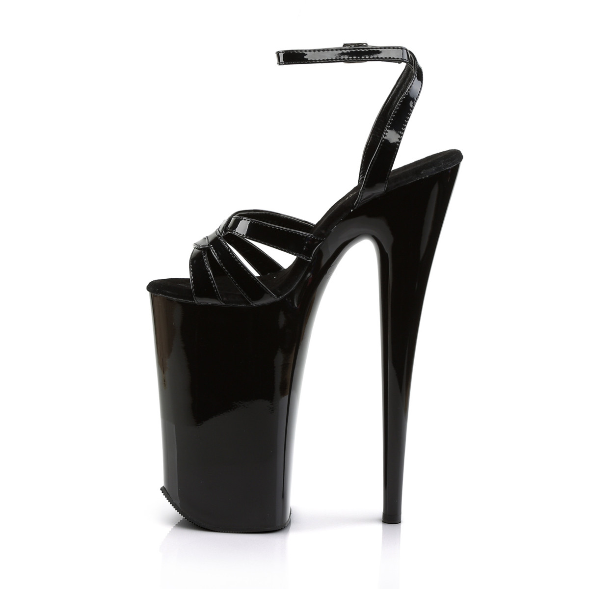 Pleaser Beyond-012 B/M - Shiny Black High-Platform Sandals