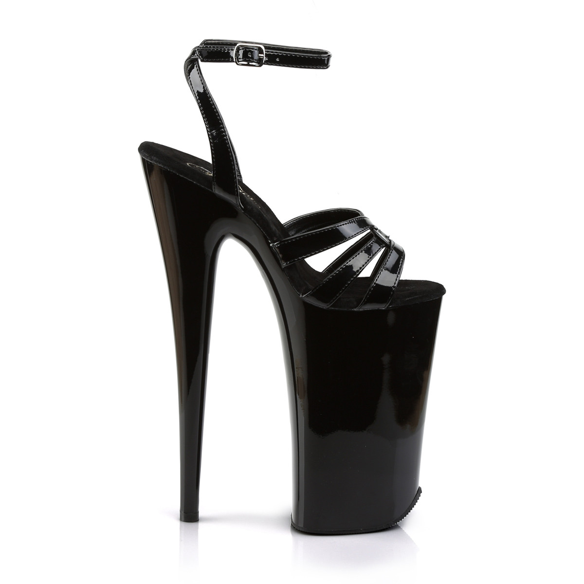 Pleaser Beyond-012 B/M - Shiny Black High-Platform Sandals