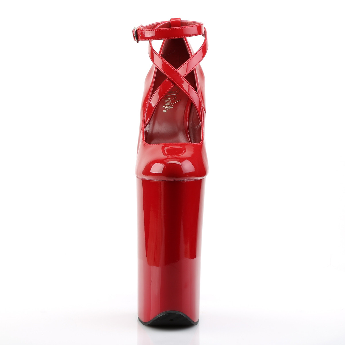 Pleaser Beyond-087 R/M - Shiny Red High-Platform Pumps With Straps