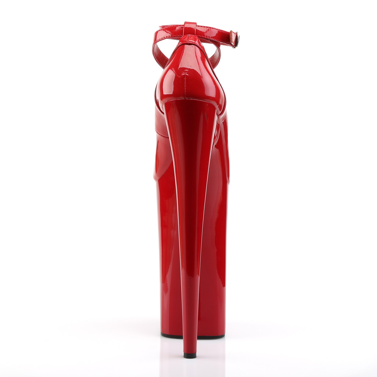 Pleaser Beyond-087 R/M - Shiny Red High-Platform Pumps With Straps
