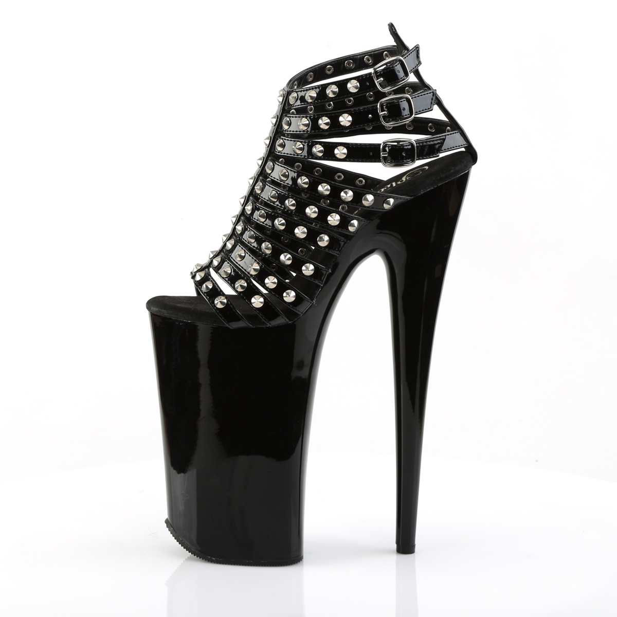 Pleaser Beyond-093 B/M - Shiny Black High-Platform Strap Heels