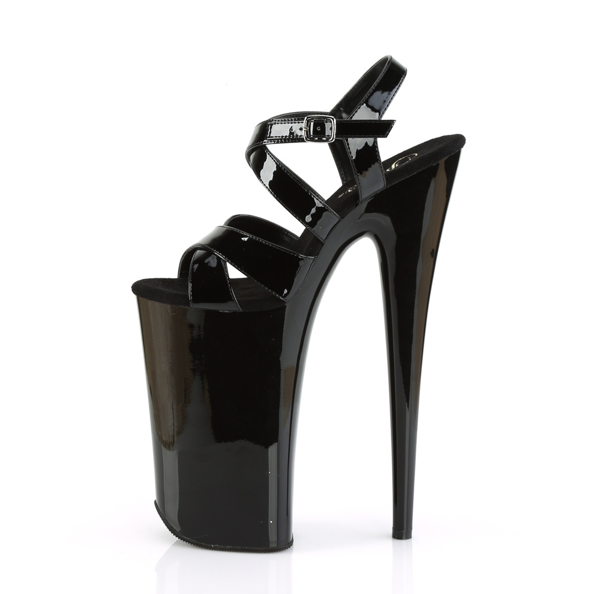 Pleaser Beyond-097 B/M - Shiny Black High-Platform Sandals