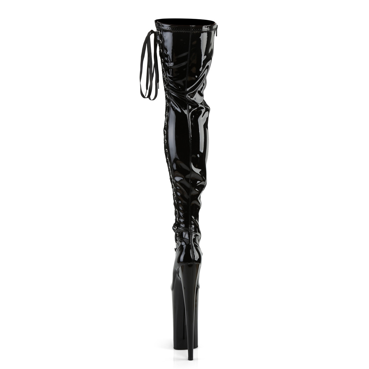 Pleaser Beyond-3050 B/M - Shiny Black High-Platform Thigh High Boots