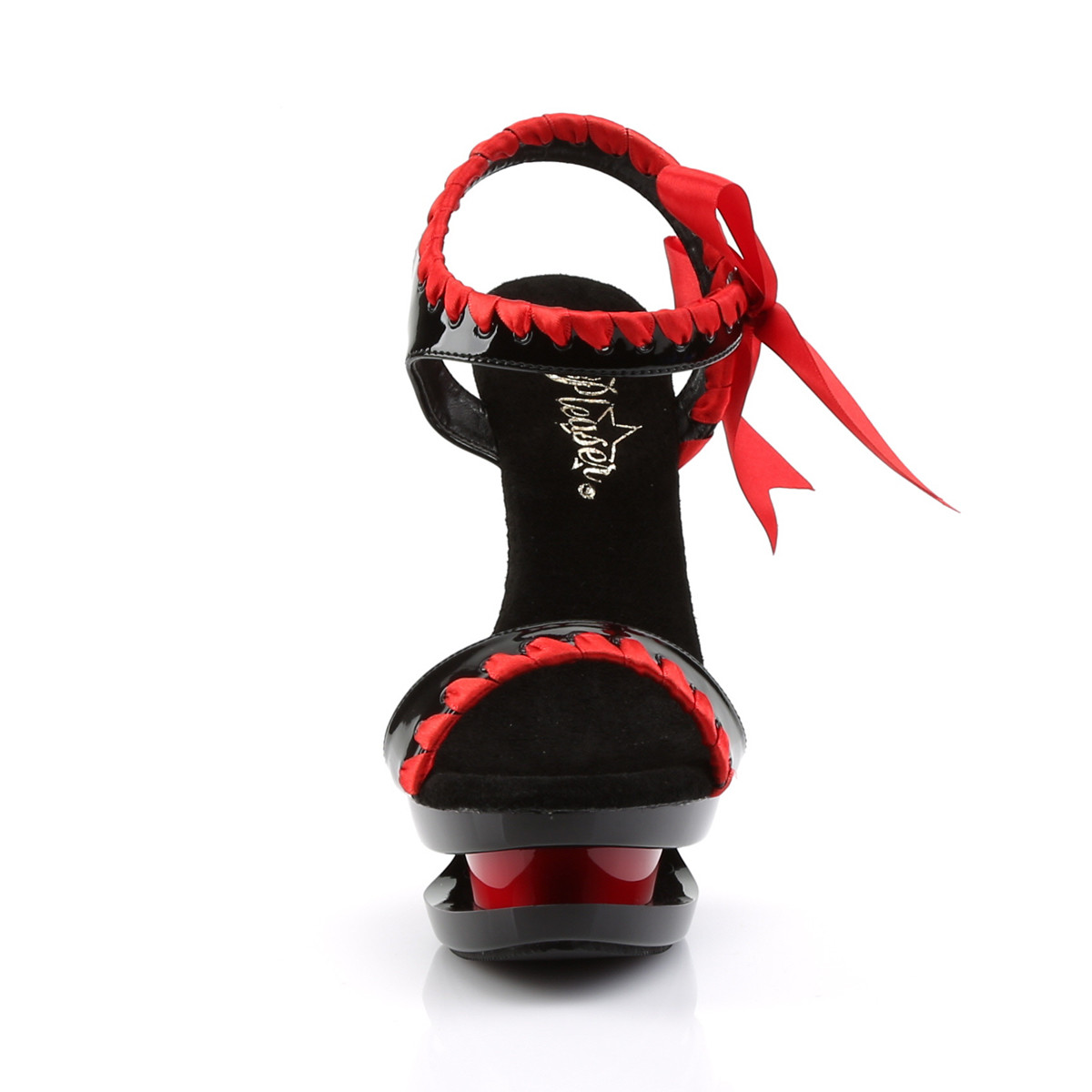 Pleaser Blondie-615 B-R/M - Shiny Black Platform High-Heel Sandals