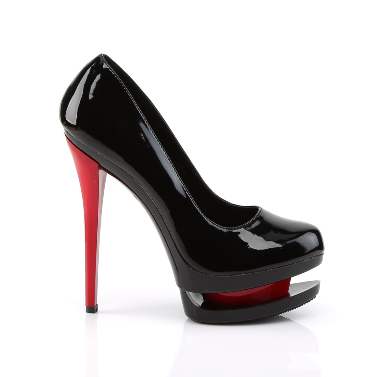 Pleaser Blondie-685 B/B-R - Shiny Black Platform High-Heel Heels