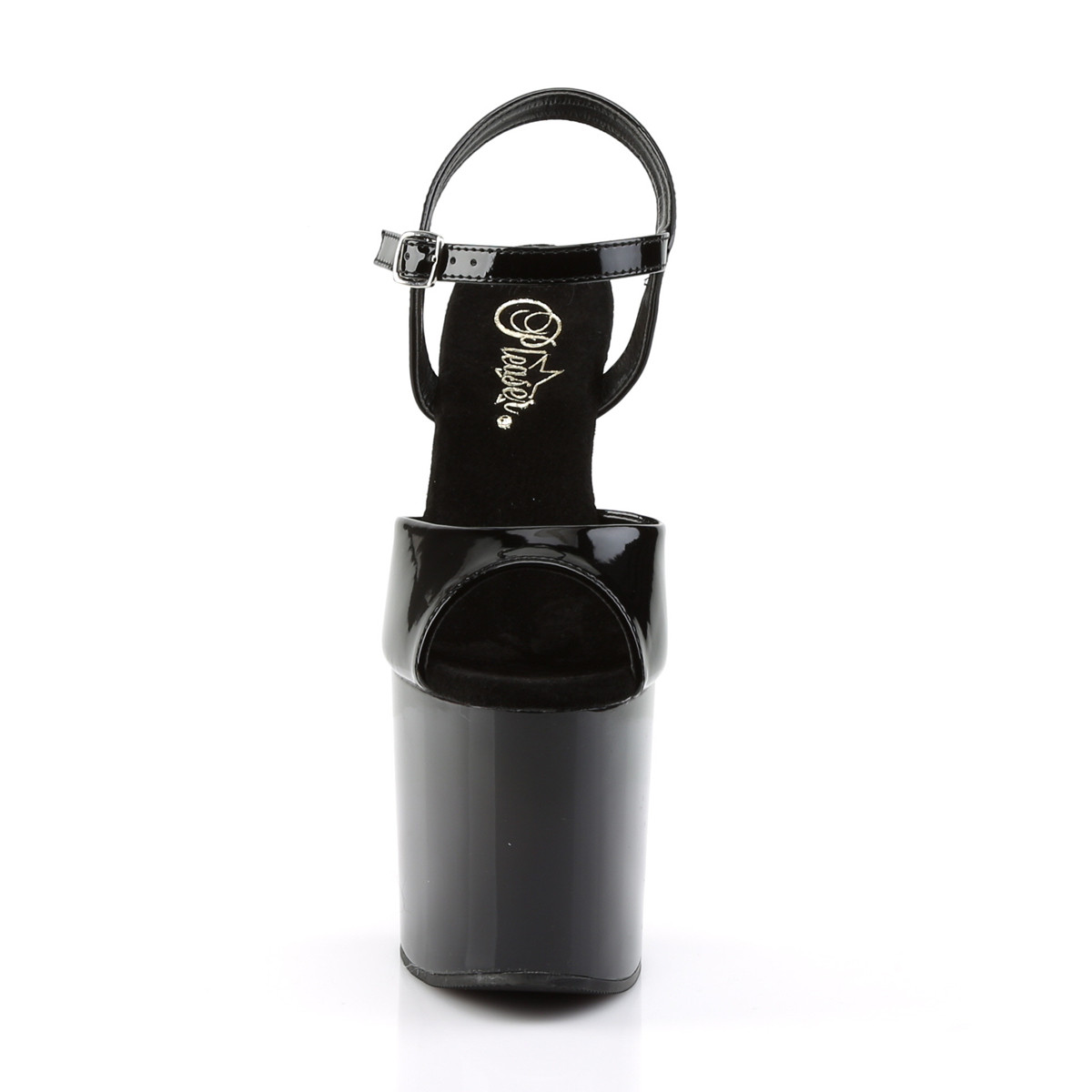 Pleaser Bondgirl-709 B/M - Shiny Black High-Platform Sandals