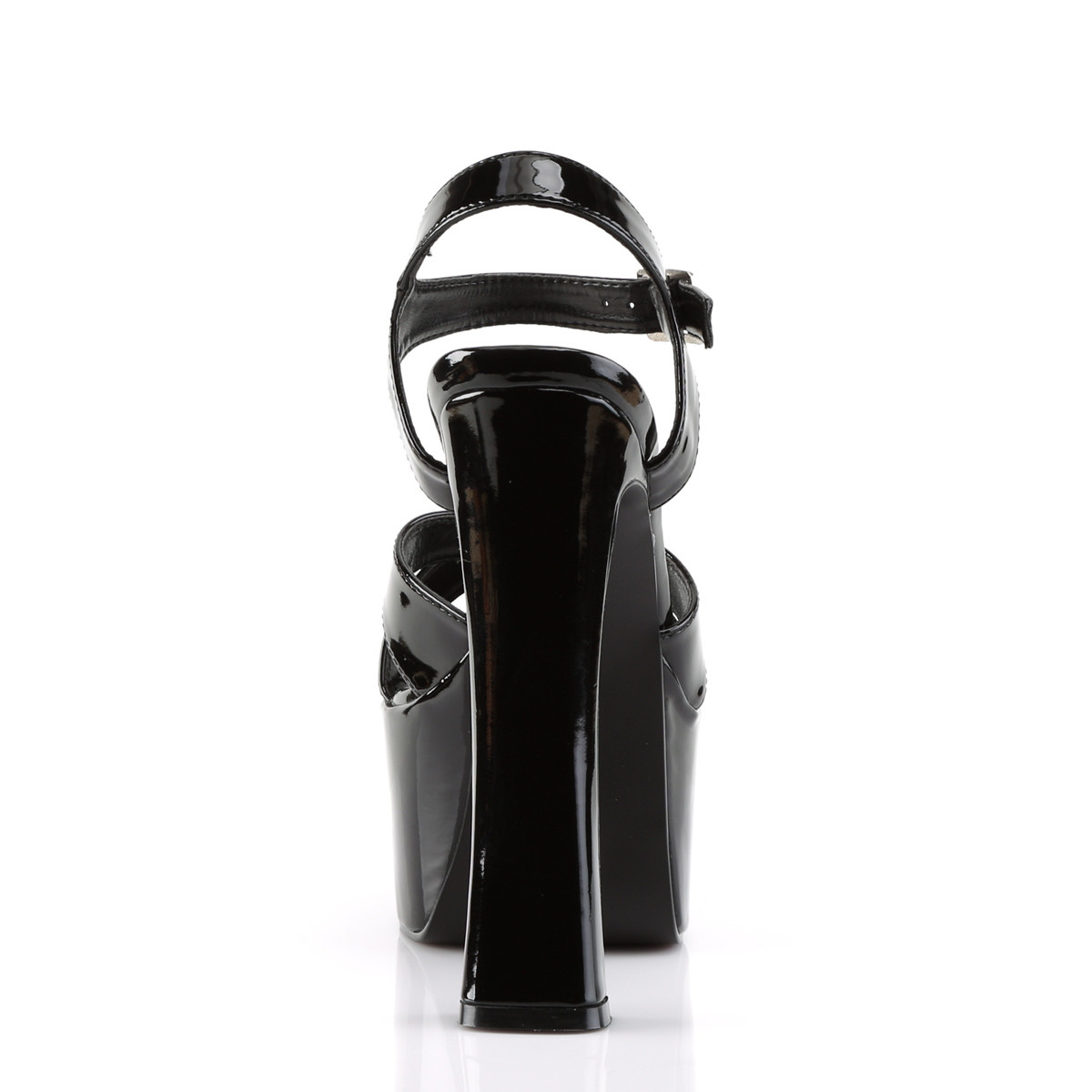 Devious Candy-40 B - Shiny Black Platform High Chunky-Heel Sandals